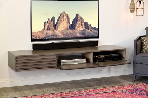 Gray Wall Mounted TV Stand Entertainment Console Lotus 2