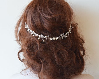 Wedding headband, Bridal Head Piece, Crystal and Pearl Hair headband, Wedding Hair Accessory, Bridal Hair Accessory