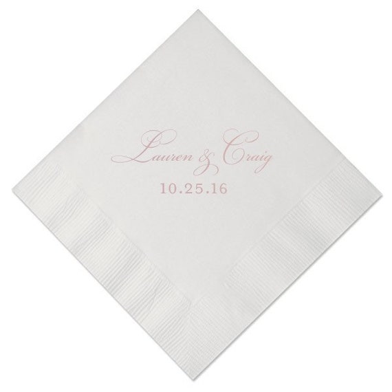 Custom rose gold foil wedding or event cocktail napkins lots