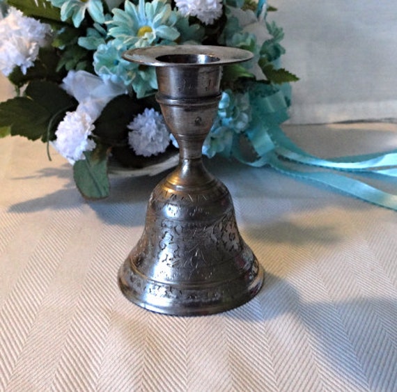 Vintage Silver Candle Holder Bell Silver plated by streetcrossing