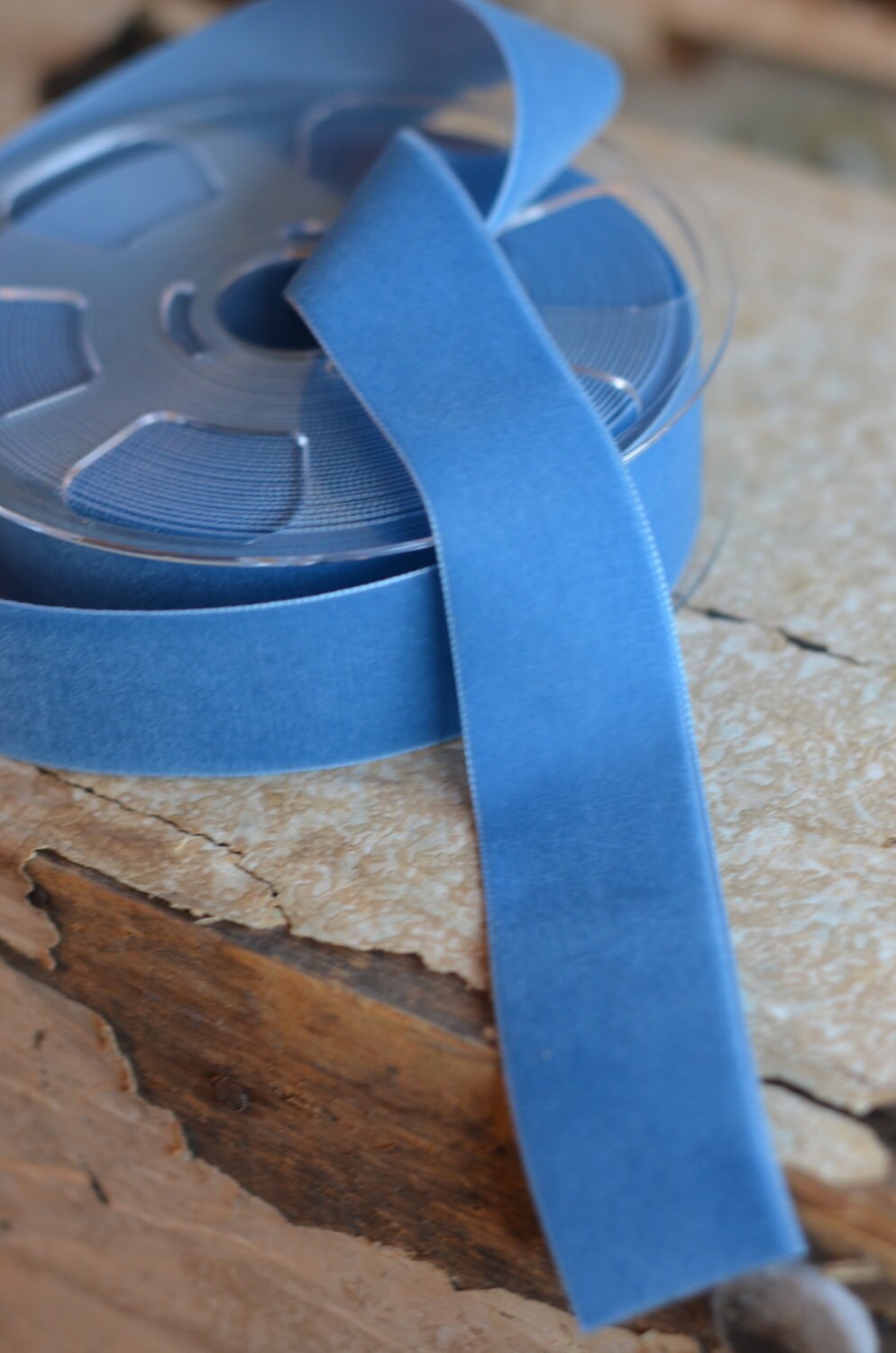 dusty cornflower blue velvet ribbon