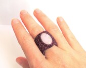 Macrame Ring with Pink Opal, Rose, Purple, Micro Macrame Ring, Heart Chakra, Cancer, Libra, Pisces, Scorpio