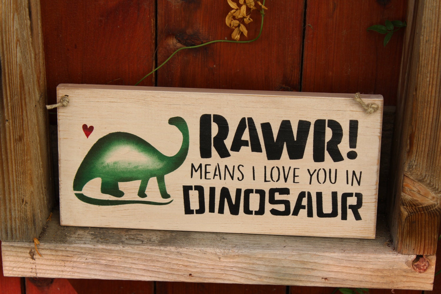 Rawr means i love you in dinosaur wooden sign by CraftedbyGale