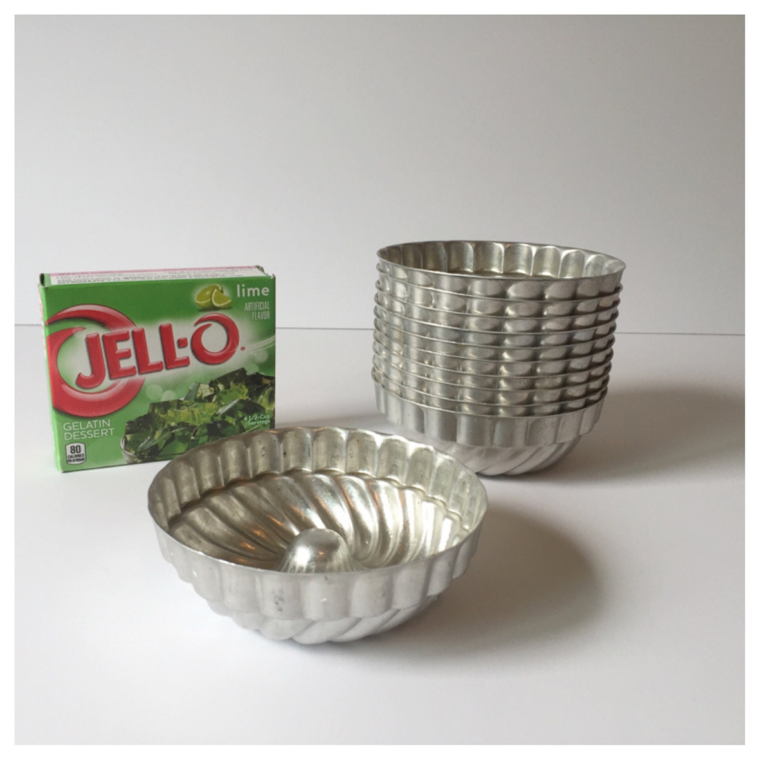 Vintage Round Jello Molds Swirl Metal Jello Molds Mini