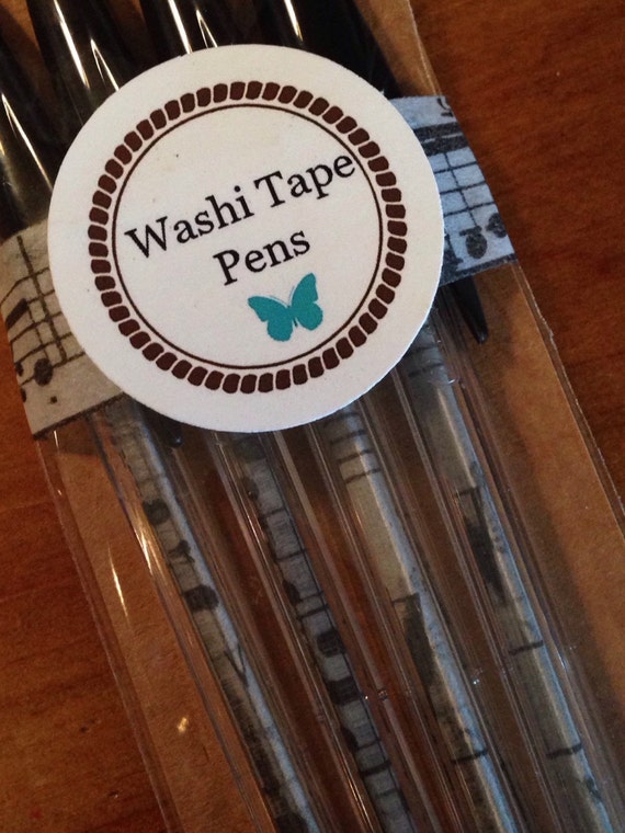 Music Note Washi Tape Pens Black Pen Set by KaraShareeCollection