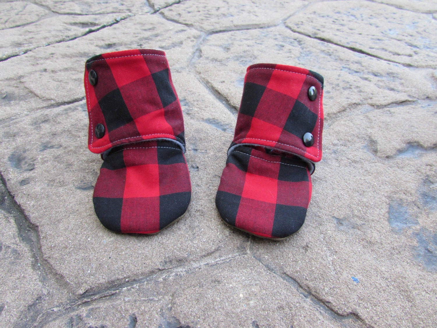 NEW Buffalo Plaid Baby Boots // Red Black Lumberjack by