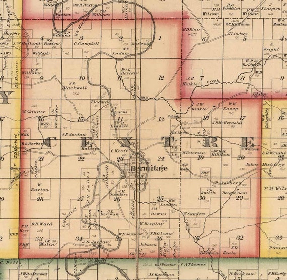 Hickory County Missouri 1880 Old Wall Map With Landowner