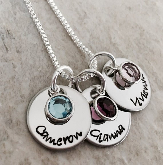 Download Personalized name necklace with birthstone crystals mothers