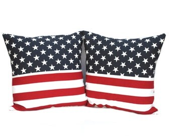 Two patriotic pillow covers, cushion, decorative throw pillow, decorative pillow, accent pill