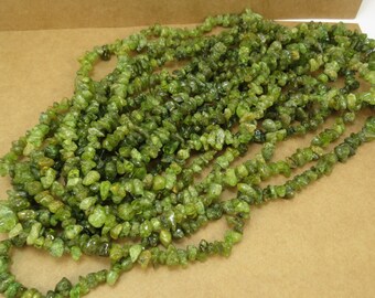 Peridot Chips, Small Natural Peridot Chips, 36 inch Chip Strand, Beading Supplies, Item 724pm