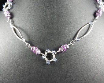 Purple and Silver Tube Necklace