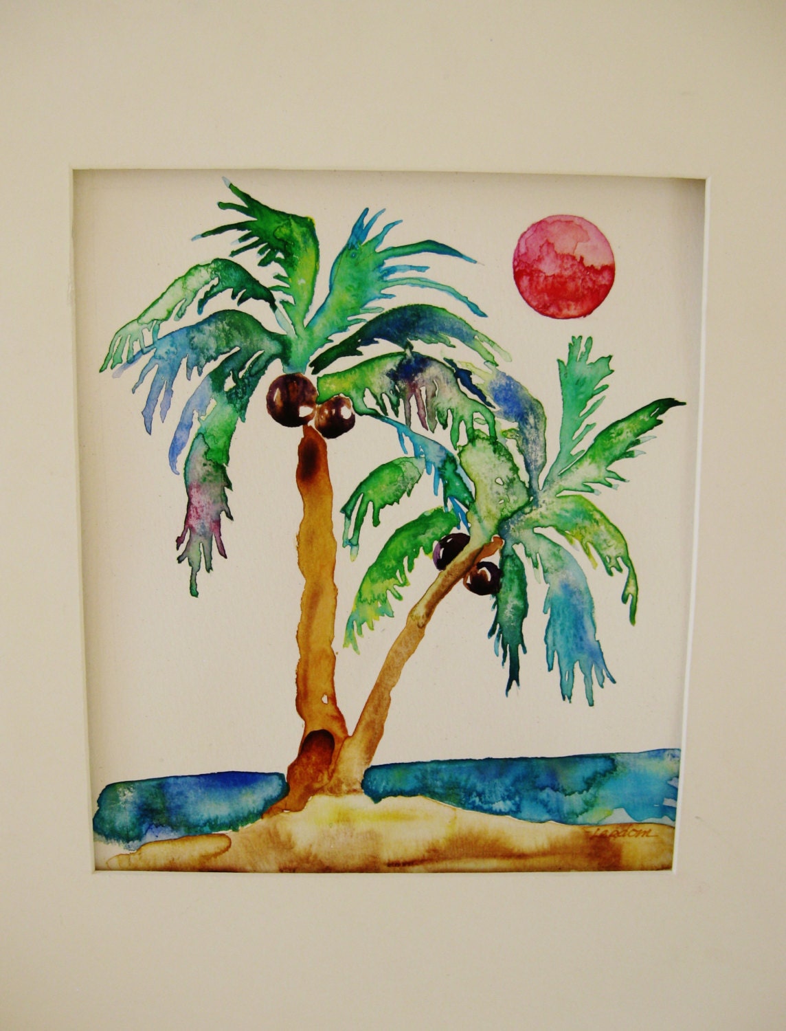Palm tree watercolor painting original watercolor painting