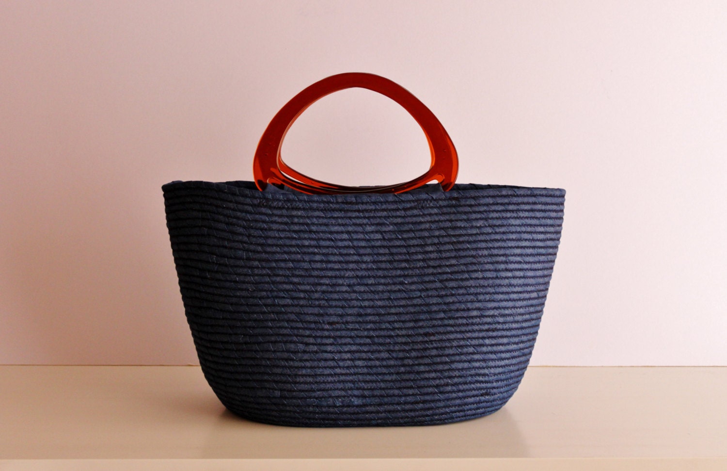Blue Jeans Basket Bag Monochrome Basketbag Summer by Annas7Closet