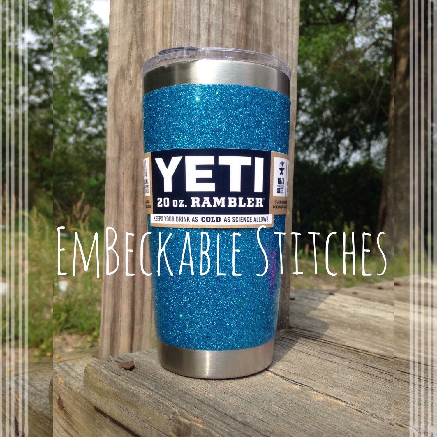 Glittered Yeti Rambler 20oz// Royal Blue by EmBeckableStitches