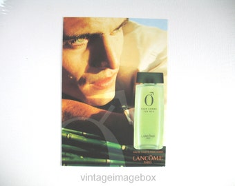 Lancome O Pour Homme vintage perfume card / postcard 1990s