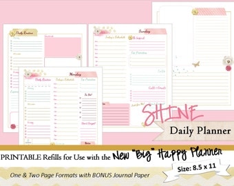 BIG Happy Planner PRINTABLE Daily Calendar Inserts / Refills - PDF 8.5 x 11 Happy Planner | Create 365 | Me & My Big Ideas | mambi