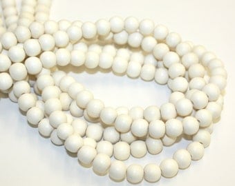 6mm Whitewood Natural Wood Beads 16 inch Strand, 70 Beads for Mala Necklaces