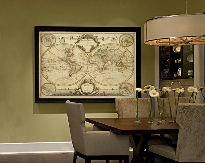 Giant Historic World Map 1720 Old Antique Style World Map Fine Art Print Old world map Wall Map Decor House warming gift