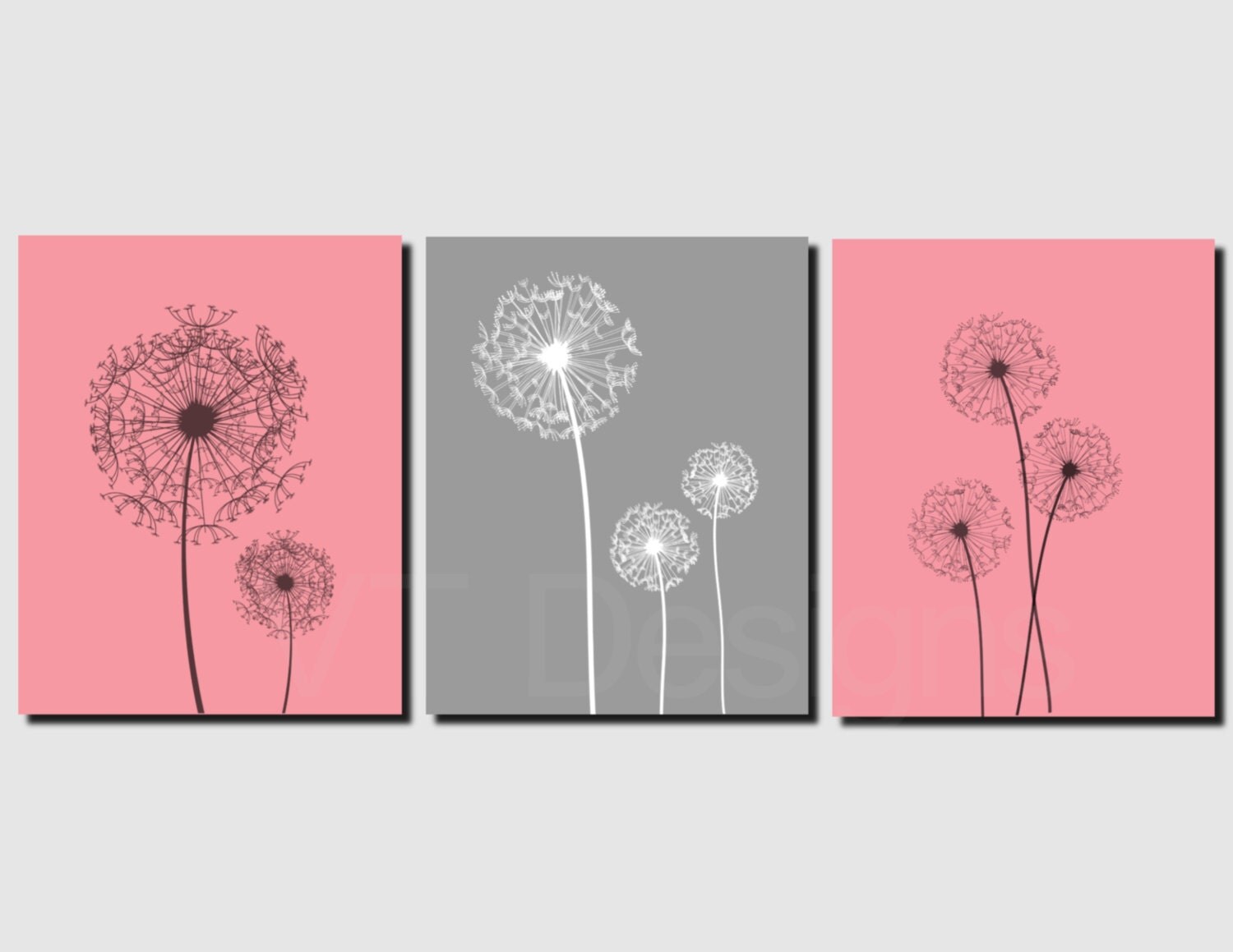 Coral Gray Wall Art Home Decor Guest by VTDesignsPrintables