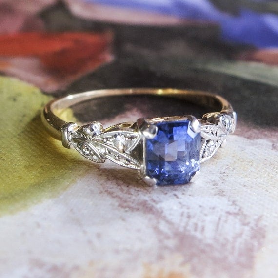 Edwardian 1920's 1.25ct t.w. Sapphire & Diamond Ring