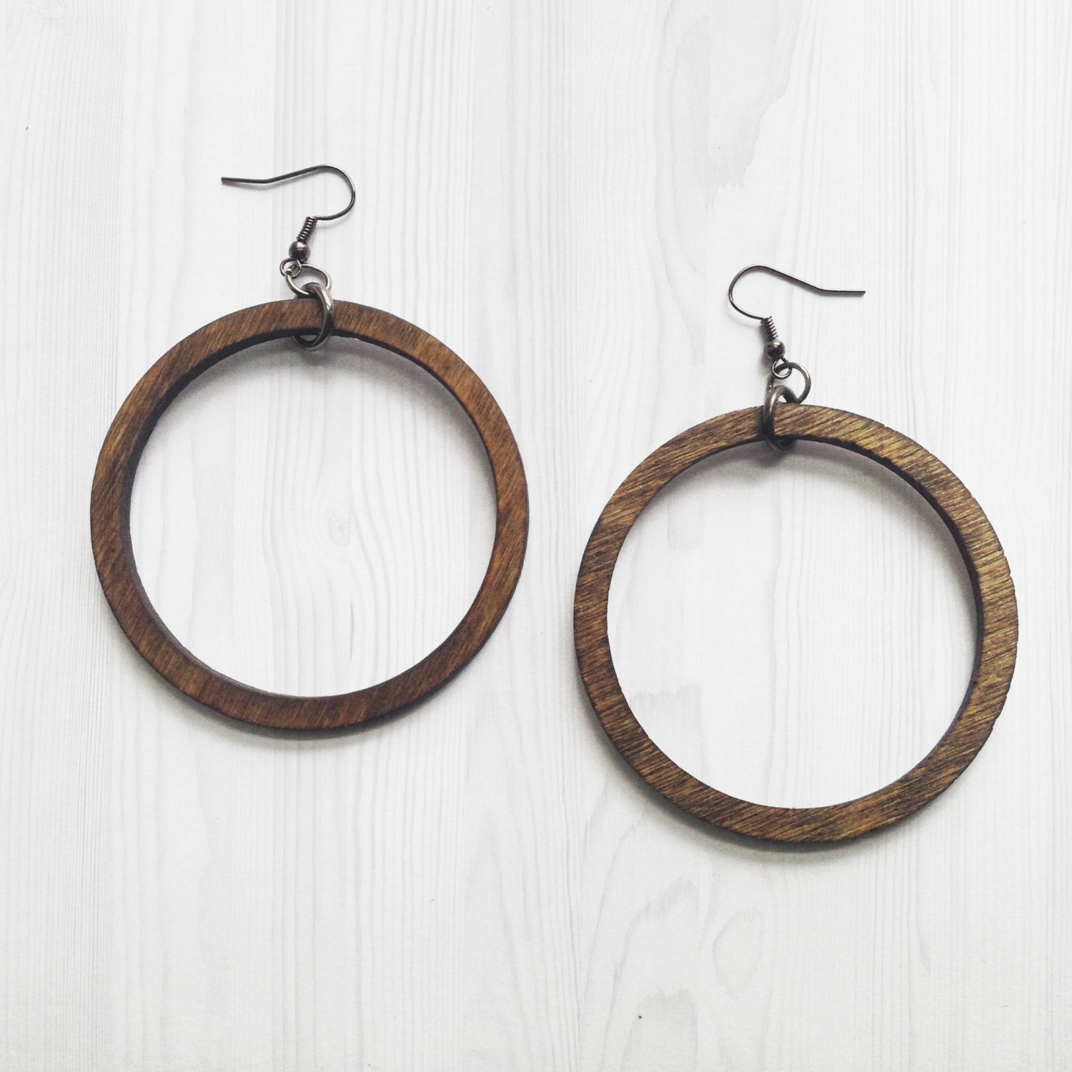 Classic Wood Hoop Earrings Wood Earrings Laser Cut Jewelry