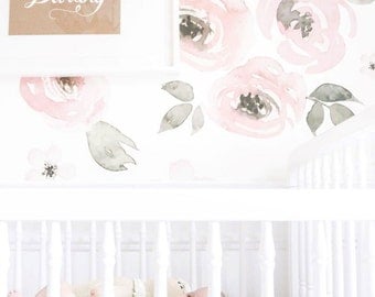 Jolie Floral - Large Mural Wallpaper, Watercolor Wall Mural