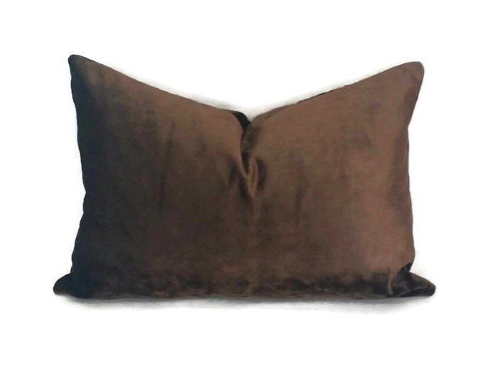 14 x 20 Chocolate Brown Silky Velvet Lumbar Pillow
