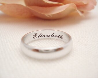 Personalized Sterling silver Ring 4mm Band ...Custom Engravable ring, eternity ring, Best friends ring, Promise ring, wedding band