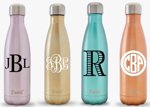S'well Water Bottle with Personalized Custom Monogram (Glitter Collection)
