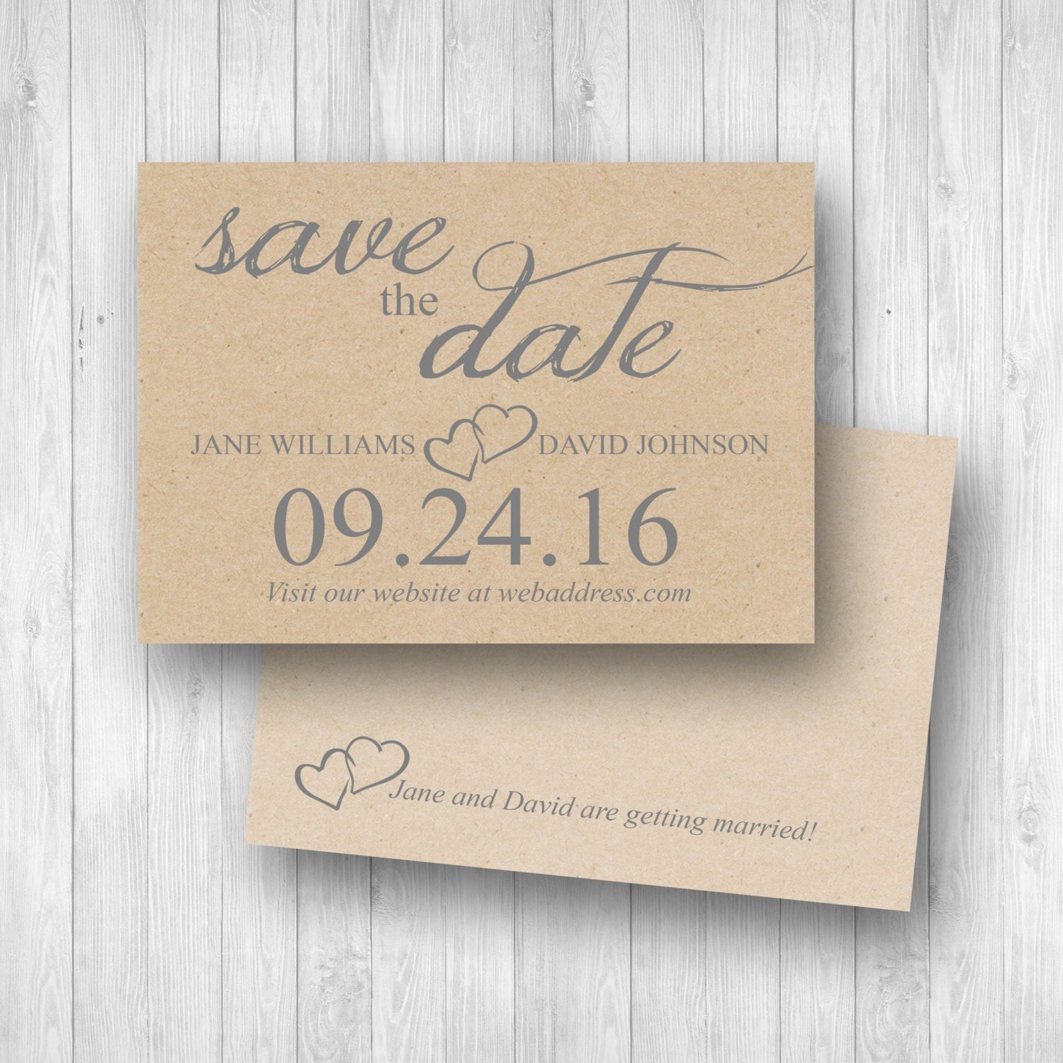 Save the Date / kraft paper save the date / Simple and Modern