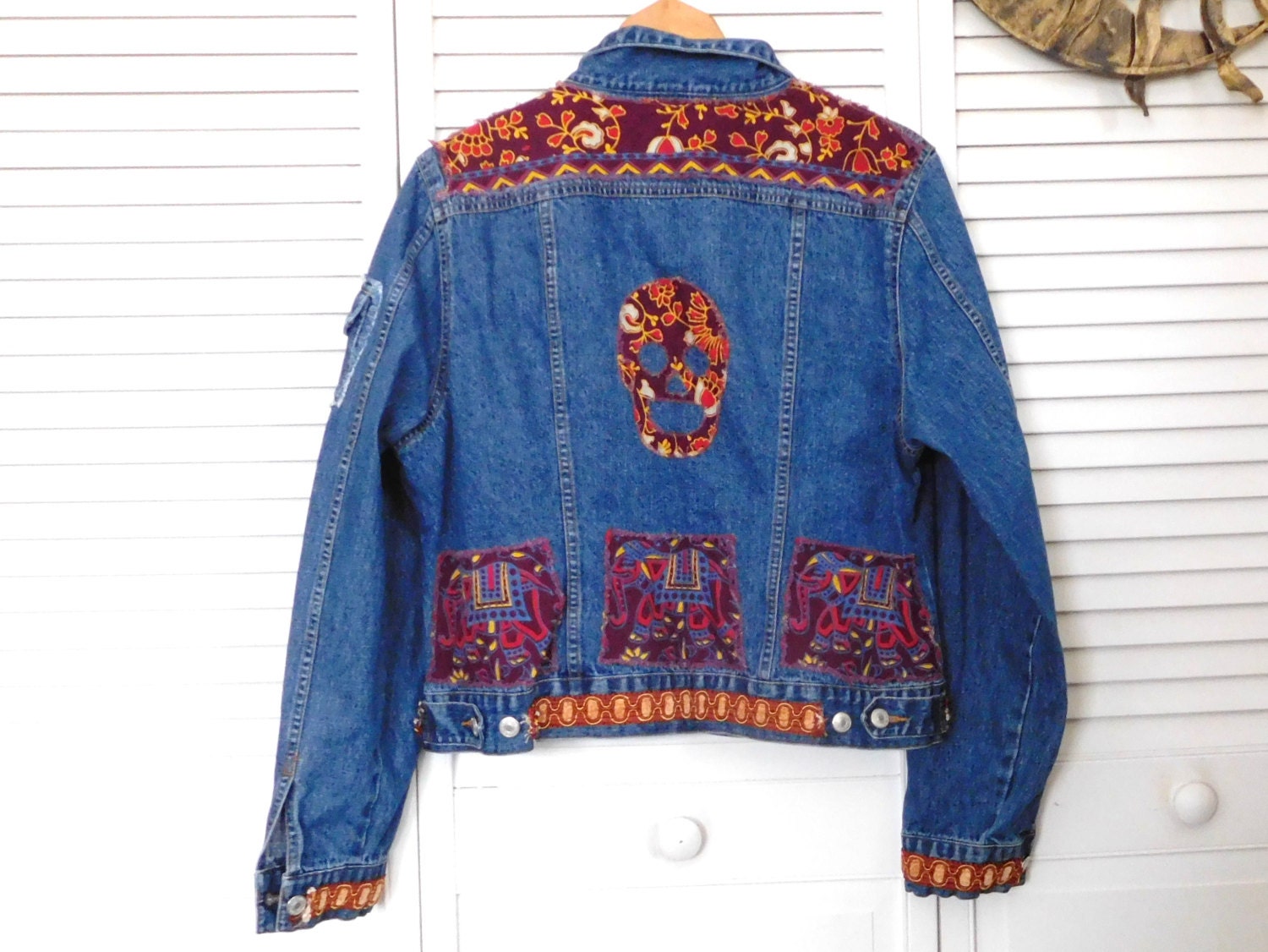 Jean Jacket Patch Upcycled Clothes Patchwork Jacket Patched