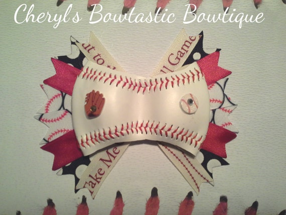 Baseball Bow Made From An Actual Baseball By Cherylsbowtasticbows