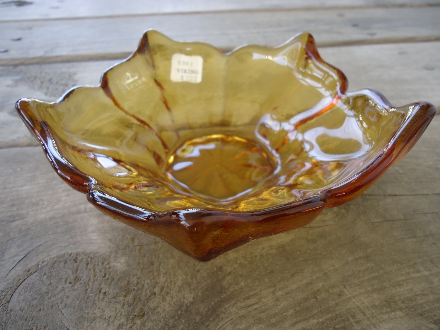 Viking Glass Amber Spiked Bowl 6961