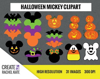Disney Halloween Mickey Minnie Mouse Clipart Set for Digital Scrapbook Paper Pack