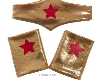 Wonder Woman headband & cuff set inspired adult, baby, toddler, child, super hero, girl power, comic con, nerdy costume party gifts, cosplay