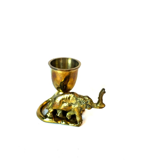 VIntage Brass Elephant Candle Holder
