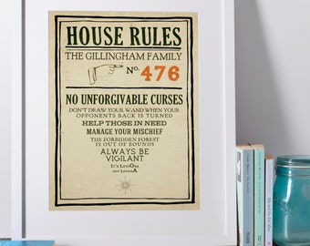 Harry Potter Personalised House Rules Poster Print - Hogwarts, Professor Umbridge