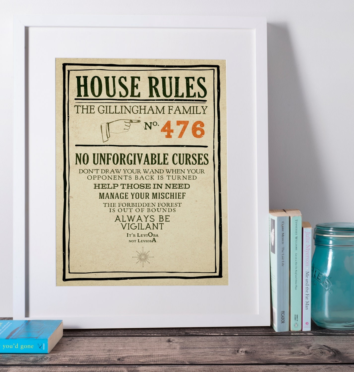 Harry Potter Personalised House Rules Poster Print Hogwarts