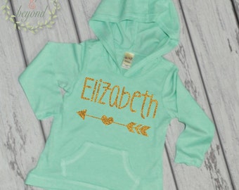 Hipster Baby Clothes Baby Girl Clothes Personalized Name Shirt Hoodie Gold Glitter Arrow Custom Toddler Hipster Shirt 019