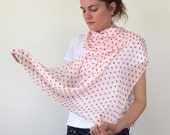 Polka Dot Patterned Regular Chiffon Scarf, Red White Cover Up Scarf, Lightweight Pareo Scarf, Fashion Accessories, Designscope