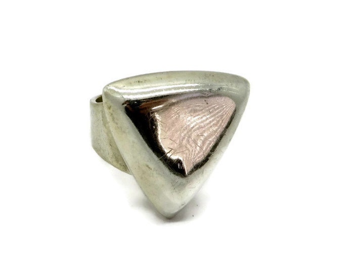Statement Ring - Vintage Sterling Silver Triangle Ring, Wide Band Ring, Size 7, Gift for Her