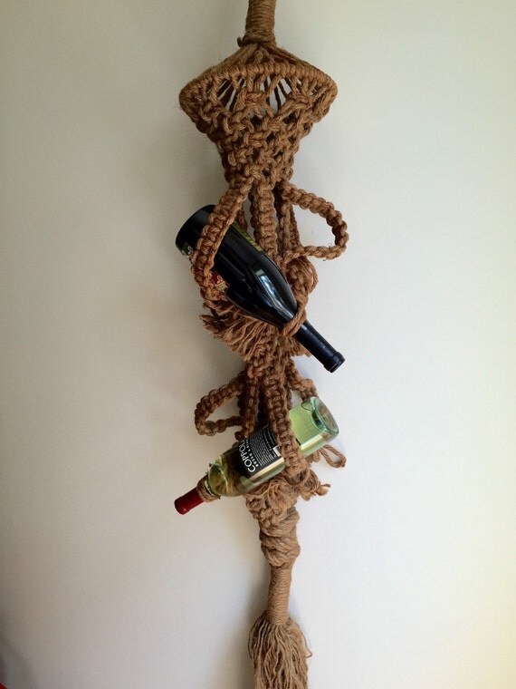 Jute Macrame Wine Bottle Holder / Macrame Wine Bottle Hanger
