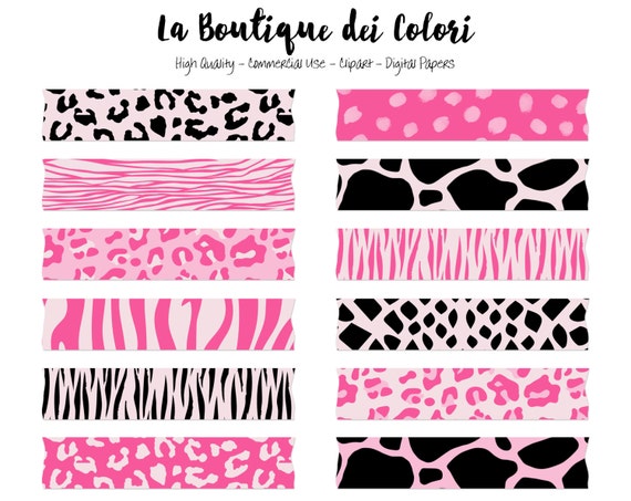 Items similar to Pink and Black Animal Print Washi Tape ...