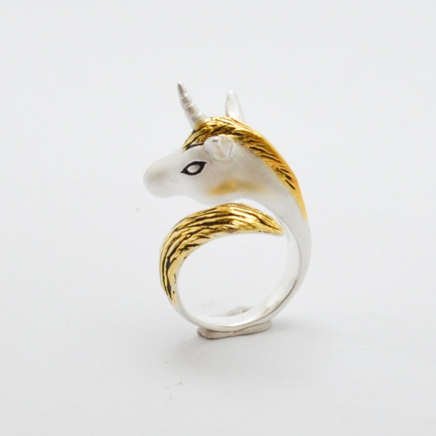 Gold Silver Unicorn Ring by MONVATOOLondon on Etsy