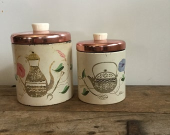 Vintage Tea Canister Ransburg Artist Tin Set