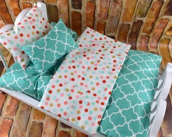 American Girl Doll Bedding w Mattress | 18" Doll Bedding Blanket Pillows Mattress | American Girl Bedding | 18 inch Doll Bedding