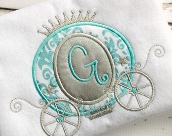 Princess Carriage Applique - Carriage Applique Design - Princess Applique Design - Embroidery Design - Applique Design - Monogram Frame