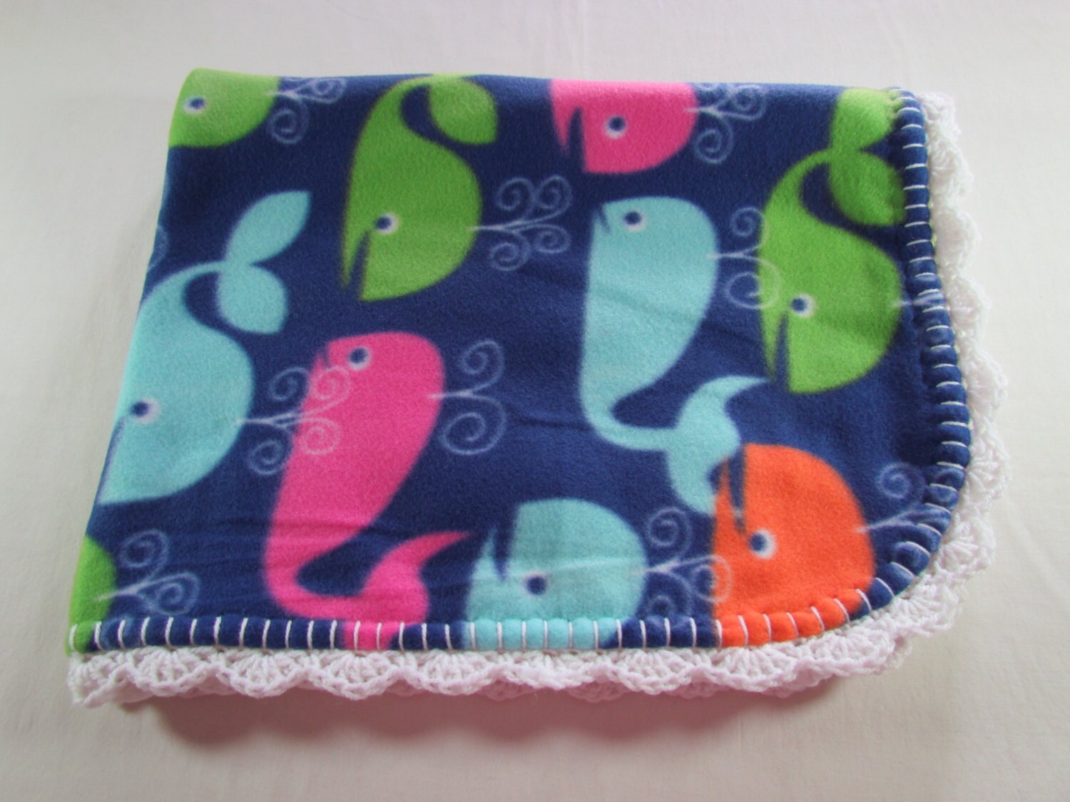 14 Baby Whales Fleece Baby Blanket by MonkeyMindCreations on Etsy