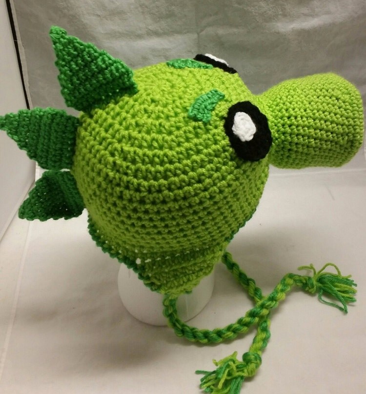 Green Repeater Peashooter Crochet Hat Beanie by ShannonsCrochet