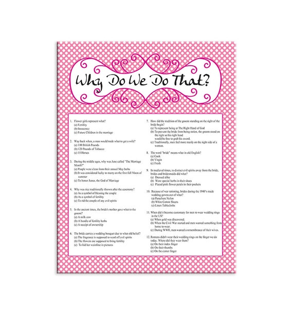 Bridal Shower Game Why do we do that Game